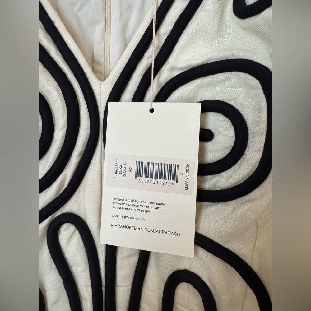 Mara Hoffman New Luisa Dress Cream Black Size 2 - Picture 4 of 7